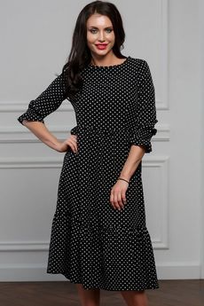 Длинное черное платье в горох Look Russian