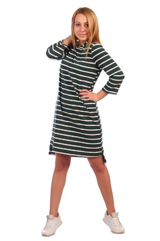 Зеленое платье в полоску с капюшоном ElenaTex