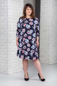 Темно-синее платье с цветами Шарлиз