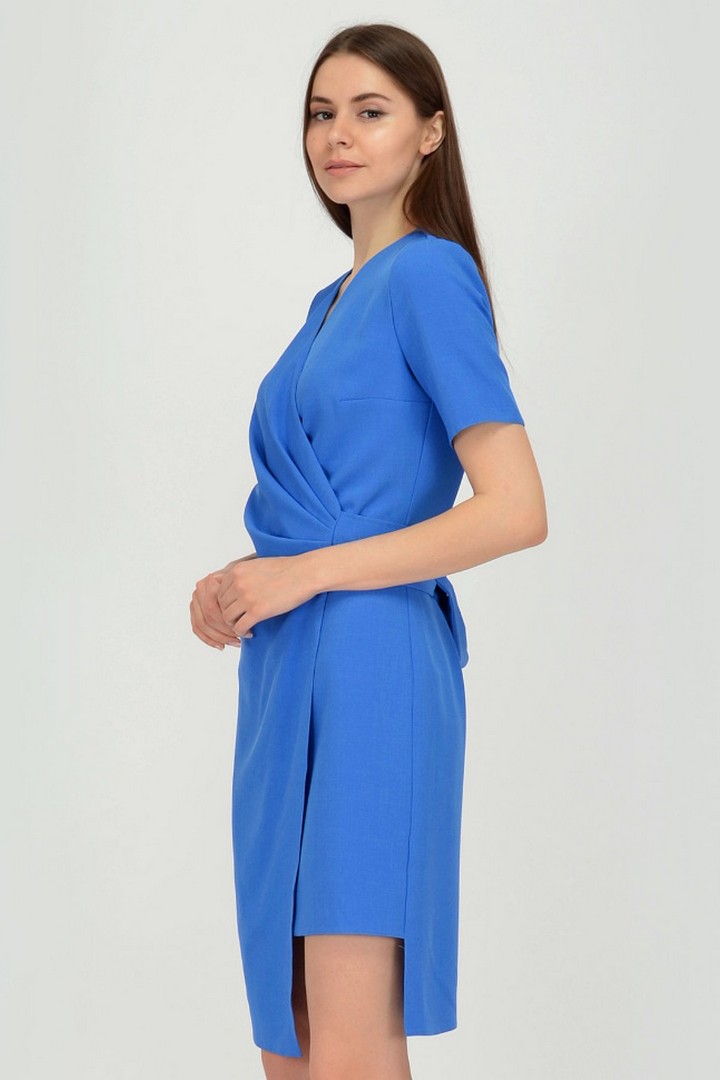 Фото товара 19910, голубое платье с асимметричным кроем