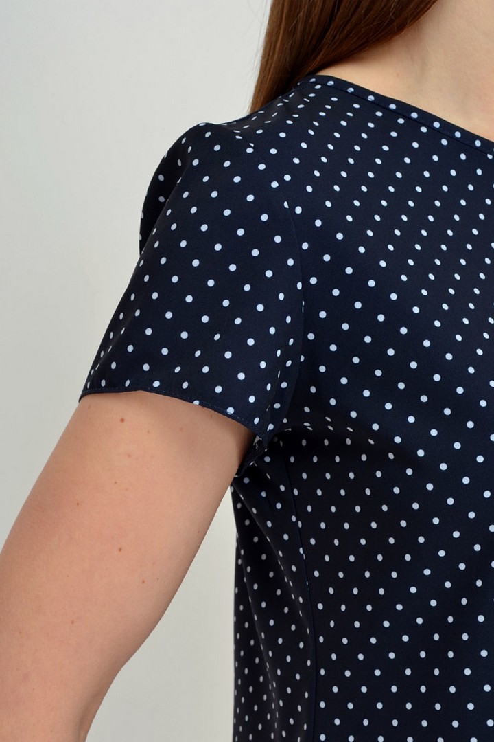 Фото товара 19974, темно-синяя блузка в горошек