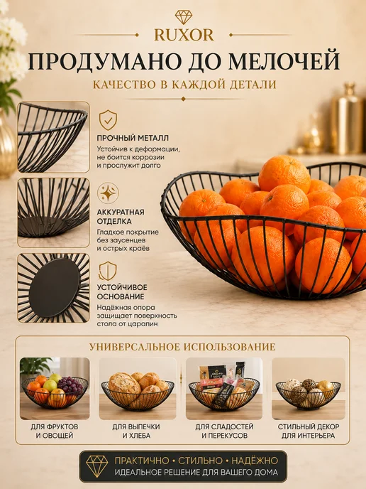 Фото товара 25827, фруктовница, ваза для фруктов и овощей металлическая